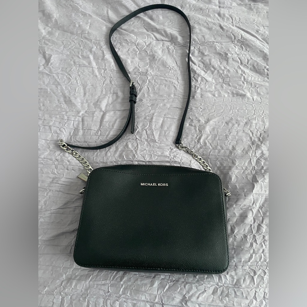 Michael Kors Crossbody Purse Black with Silver